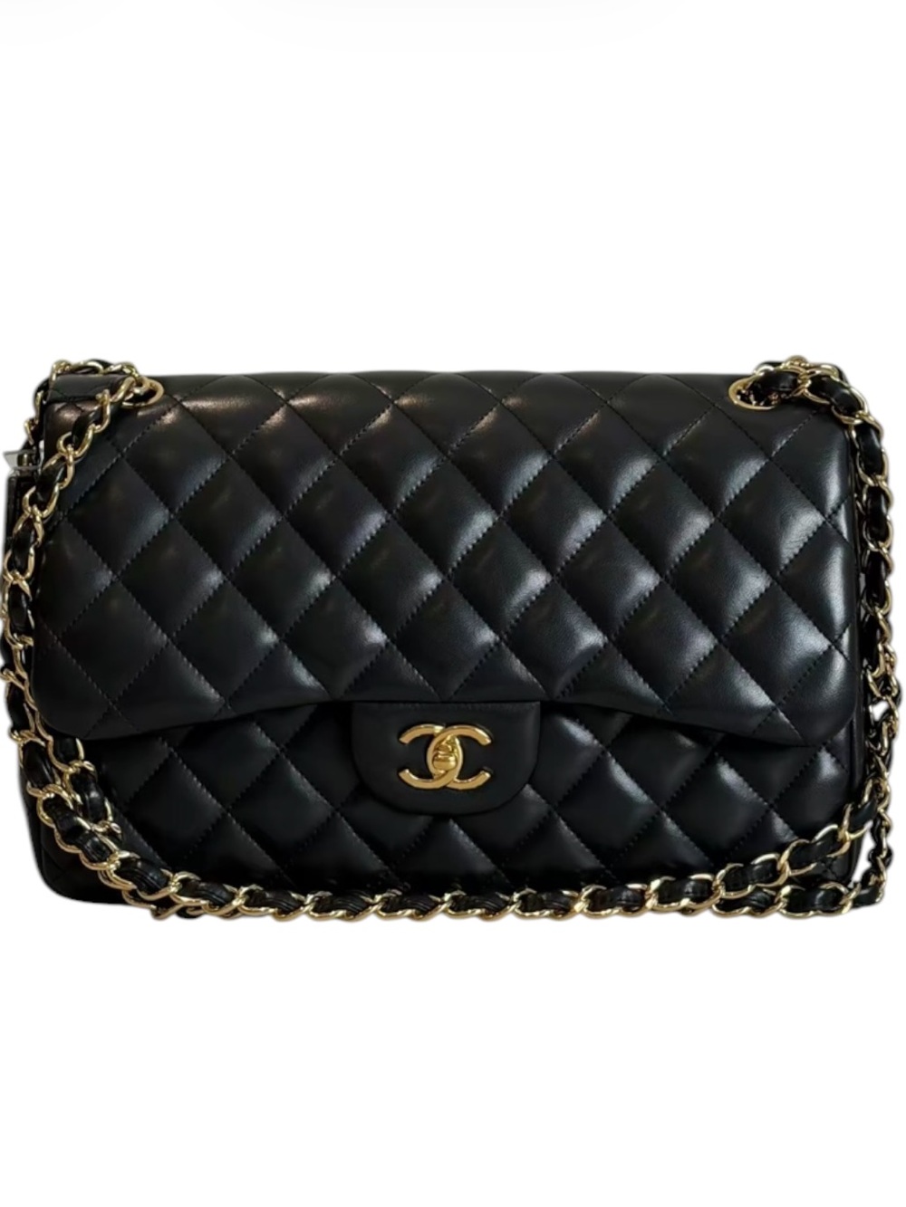 CHANEL JUMBO Classic Double Flap Bag Quilted Caviar BLK